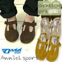 ●送料無料●【anniel sport】アニエルスポーツTストラップスエードバレエシューズ●メール便不可●7/27(水)再販SP！！choKi choKi girl's掲載!読者モデルの【マナミン】着用♪足元からオシャレ♪コーデに差をつけちゃおう☆サンダル感覚でびっくりの履き心地と可愛さ♪