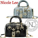 4/2新入荷!2017新作!NICOLE LEE ニコールリー P12063 ニコル リー お洒落コーデ 蛇柄 エナメル 大人リッチメタルロゴハンドバッグ パイソン ポシェット ショルダークールバック ミニボストン nicole lee送料無料インポートセレクトショップ海外