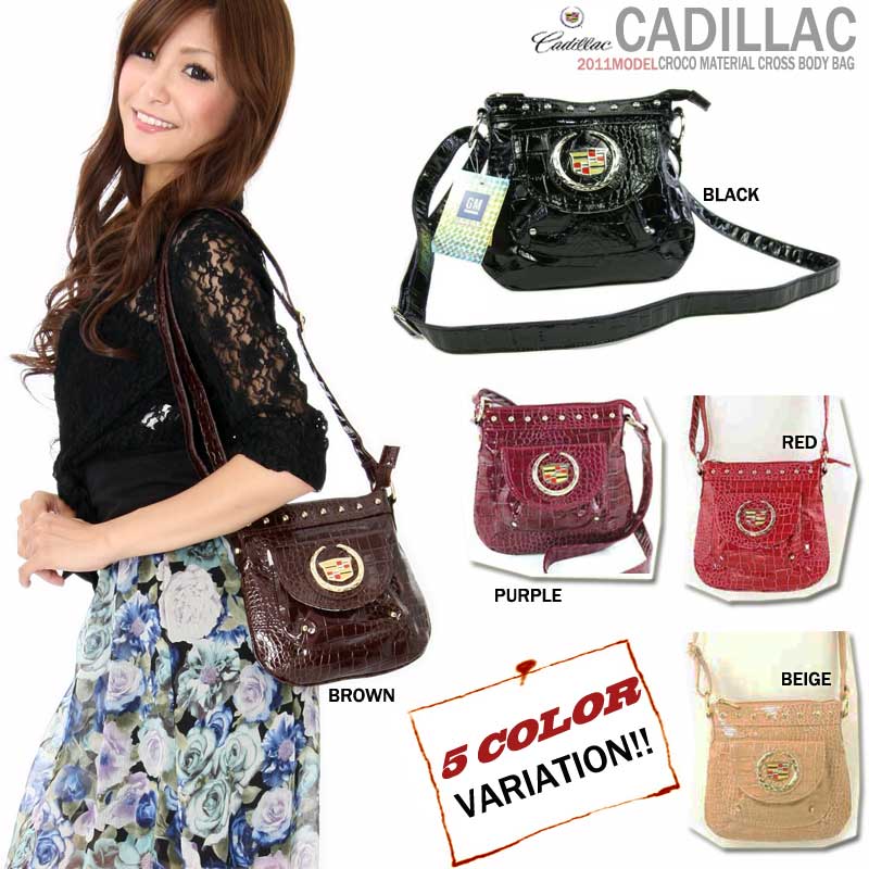 5J[oG[VILfbN@iV[@NR@X^bY@X[@V_[@obOiCADILLAC CROCO MATERIAL CROSS BODY BAG AVo[AS[hA1~ȏ㑗j