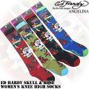 ニーハイソックス!エドハーディースカル&ローズ エドハーディ靴下(ED HARDY エド・ハーディー Skull & Rose Women's Knee High Socks EH02705KH ブラック オリーブ ネイビー レッド靴下 本物エドハーディー クリスチャンオードジェー )*es