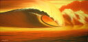 バリアート絵画LL横『Big Wave in Sunset』WindySpecial Order作品[額横約94cmx縦54cm] アジアン 雑貨 バリ 雑貨 タイ 雑貨 アジアン インテリア 送料無料