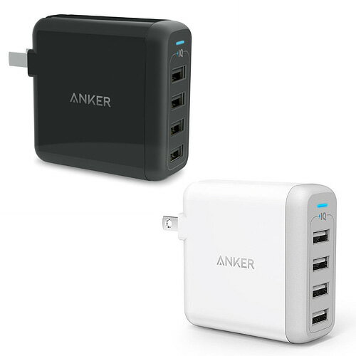 }[d Anker PowerPort 4 USB}[d 40W4|[g }`|[g ܂肽ݎvO COΉ A_v^[ PowerIQ & VoltageBoost (ubNEzCg)