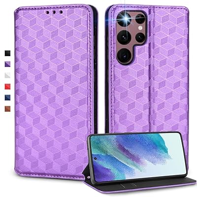 UnivoColors Galaxy S22 Ultra (SC-52C/SCG14) 手帳型ケース 高級合皮 カード収納 マグネット開閉 スタンド機能 ストラップホール付き TPUソフトバンパー 全面保護 カメラ保護 衝撃吸収 ビジネス おしゃれ