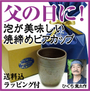 【送料込★ラッピング付★父の日ギフト】泡が美味しい焼締めビアカップ缶ビールがまるで生ビールの口あたりに！【送料無料】焼酎や日本酒にもぴったりコミコミ3000円ポッキリビアグラス