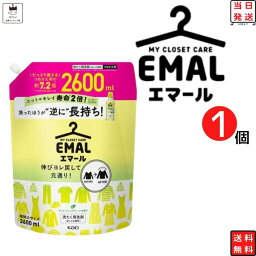 《母の日 プレゼント》花王 <strong>エマール</strong> 詰め替え つめかえ 2600ml 柔軟剤 特大サイズ <strong>詰替</strong> 洗濯洗剤 おしゃれ着 洗たく用洗剤 業務用 送料無料 2.6kg 買い置き ストック 常備 リフレッシュグリーンの香り 伸び ヨレ 戻し 毛玉 縮みを防ぐ シワ 色あせ 予防 日用品雑貨