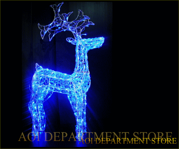 【あす楽対応】【イルミネーション】LED キング クリスタルトナカイ【L】【ブルー】【ソーラー】【トナカイ】【太陽光】【置物】【立体】【モチーフ】【輝き】【クリスタル】【アニマル】【動物】【電飾】【かわいい】大きなツノが特徴のキングトナカイ かわいくってエコです