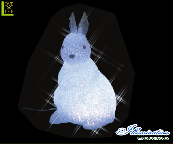 【イルミネーション】ウサギ【M】【ラビット】【クリスタル】【立体】【動物】【アニマル】【グロー】【LED】【クリスマス】【電飾】【モチーフ】【ローボルト】【かわいい】