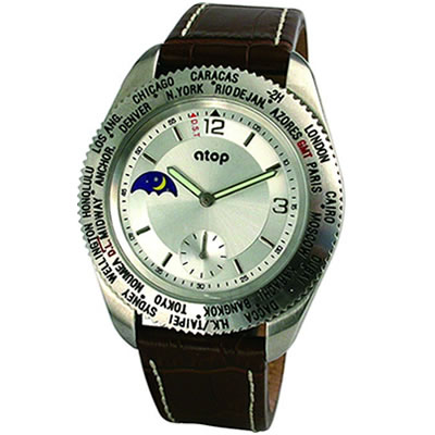 atopワールドタイムウォッチ WORLD TIME WATCH （グローバルプレイヤー)[シルバー] 腕時計　送料無料【P0712】