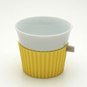 タグカップTag cup（クリーム）　シリコンのスリーブつきで持ちやすい、コーヒーカップアッシュコンセプト【P0810】