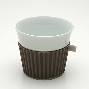 タグカップTag cup（モカ）　シリコンのスリーブつきで持ちやすい、コーヒーカップアッシュコンセプト【P0712】