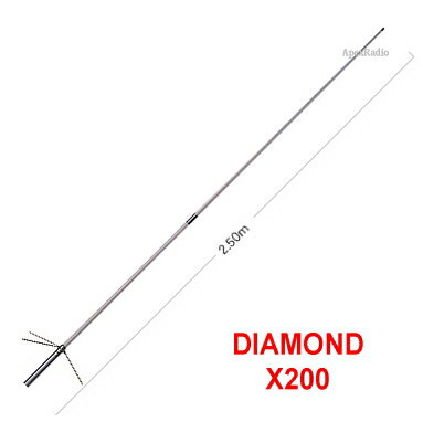 2バンドGP　 144 / 430MHz　第一電波工業　X200 (X-200)　 (DIAMOND)（グラスファイバー製2分割）高利得2バンド　　144 / 430 MHz,(X-200) (DIAMOND)