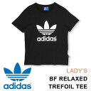 アディダス オリジナルス ロゴ Tシャツ レディース ビッグロゴ プリント 半袖 ブラック 黒 女性用 adidas Originals BF RELAXED TREFOIL TEE BGX12 AJ8351 送料無料