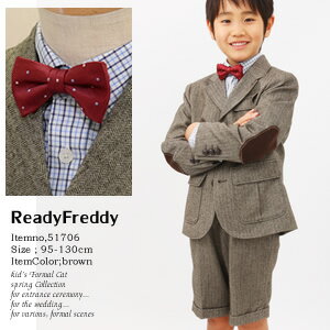 【SALE】蝶ネクタイがかわいい英国風ツイードスーツ スーツ フォーマル5点セットスーツ 子供フォーマル 男の子 ReadyFreddy サイズ：95/100/110/120/130cm 51706