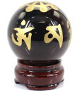 60mm 六字真言彫り オブシディアン 丸玉 スフィア 風水...