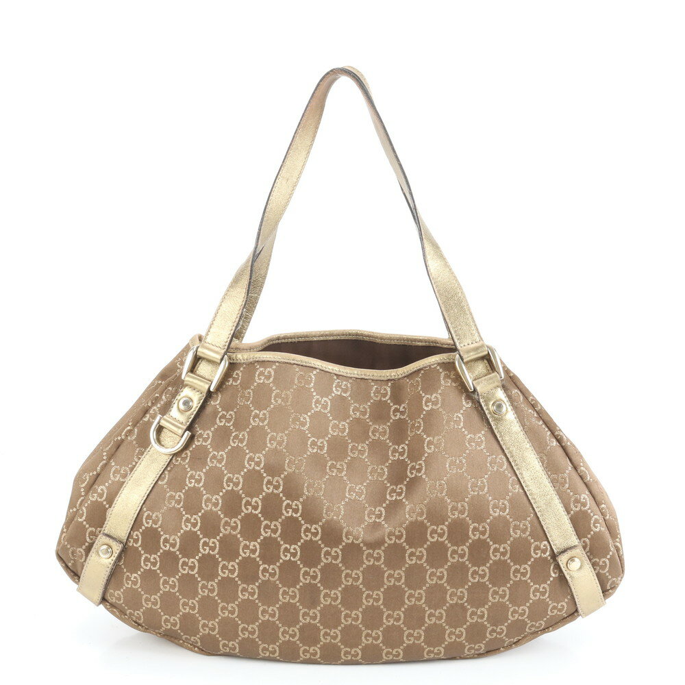 極美品 グッチ GGキャンバス アビー 130736 レザー トート バッグ 肩掛け ショルダー ハンド A4 レディース RWM CZ11-8