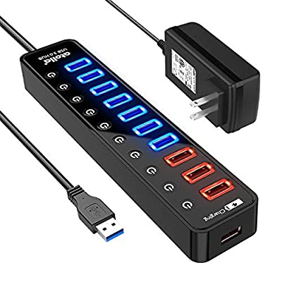 USB3.0ハブ <strong>電源付き</strong>, atolla 7ポート5Gbps高速 USBハブ3.0 の 拡張+ 4充電ポート USB Hub 独立スイッチ付 12V/4A 48W<strong>電源付き</strong>