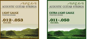 ARIA Acoustic Guitar Strings AGS-200L /AGS-200XL【送料140円〜　定形外普通郵便でも発送可能　】　アリア　アコースティックギター弦　フォスファーブロンズ　