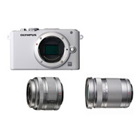 【送料無料】【即納】OLYMPUS PEN Lite E-PL3 ダブルズームキット ホワイト（14-42/40-150mm）JAN末番7598  【RCPmara1207】