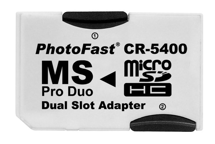 [PhotoFast] CR-5400 PhotoFast microSDHC2枚同時使用可能!!microSD(microSDHC)専用　メモリースティックPRO Duo変換アダプタ