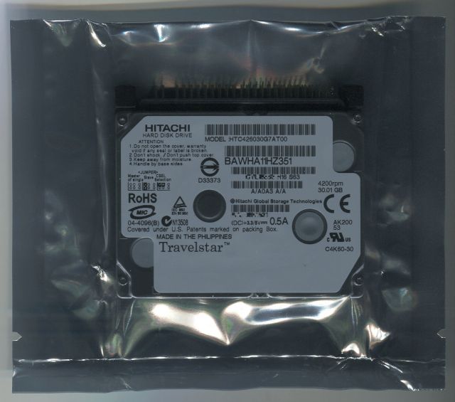 [日立GST] HTC426030G7AT00 1.8inch HDD 30GB PATA（IDE）