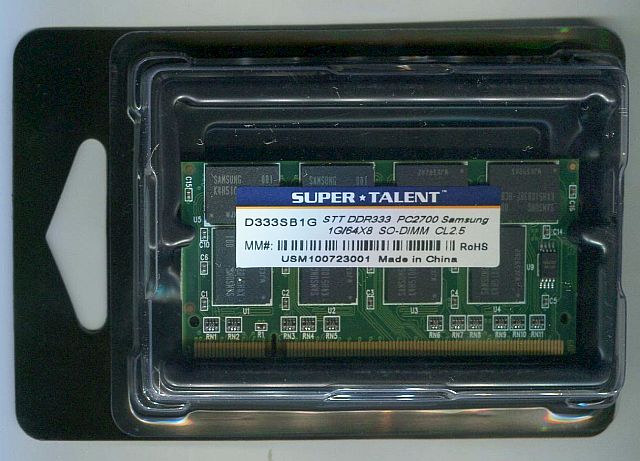 [SuperTalent] 高品質サムスンチップ搭載！SODIMM DDR PC2700 1GB (333)高品質 Samsung（サムスン）チップ搭載！SuperTalent純正モジュール 送料全国一律\490（離島除く）即納です！