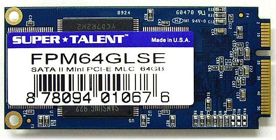 [SuperTalent] Asus EeePC専用 FPM64GLSE(mini PCI-E SSD/64GB/MLC)