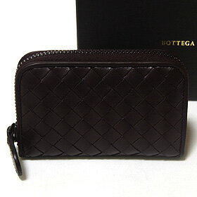 【エントリーで5倍！2店舗購入で10倍】【BOTTEGA VENETA】 ボッテガ ヴェネタ ラウンドファスナー　小銭入れ　コインケース ダークブラウン　イントレチャート 編み込み 114075-V4651-2040　【送料無料】