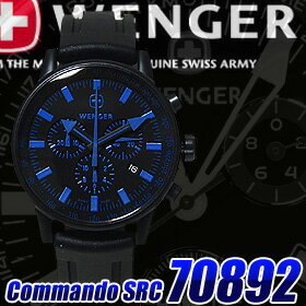 【WENGER】ウェンガー 時計 メンズ 腕時計 ブラック×ブルー コマンドクロノグラフ Commando SRC 2008 ミリタリーウォッチ 70892　　 【Fa_3/4_8】