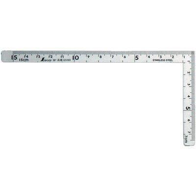 シンワ曲尺 小型 五寸法師 ステン15×7.5cm 表裏同目　(12103)