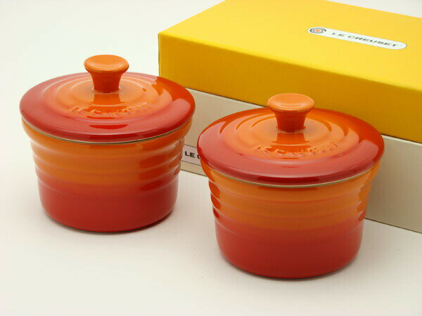 ル・クルーゼ Le Creuset ルクルーゼ ラムカンS フタ付き ペアセット オレンジ