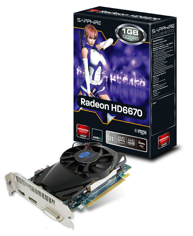 SAPPHIRE HD6670 1G GDDR5 PCI-E HDMI/DVI-I/DP (ROHS) LITE