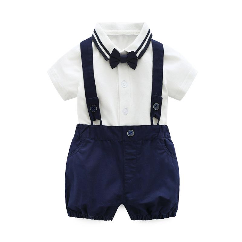 ベビー服 男の子 半袖シャツ ブルマ サスペンダー 3点セット コットン 夏 60 70 80