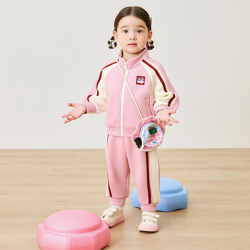 子供用セットアップ 長袖 & パンツ 上下2点セット 春秋 スポーツスタイル 73 80 90 100 110 120 130 綿58% 酒紅 深藍 緑 ピンク グレー 紫