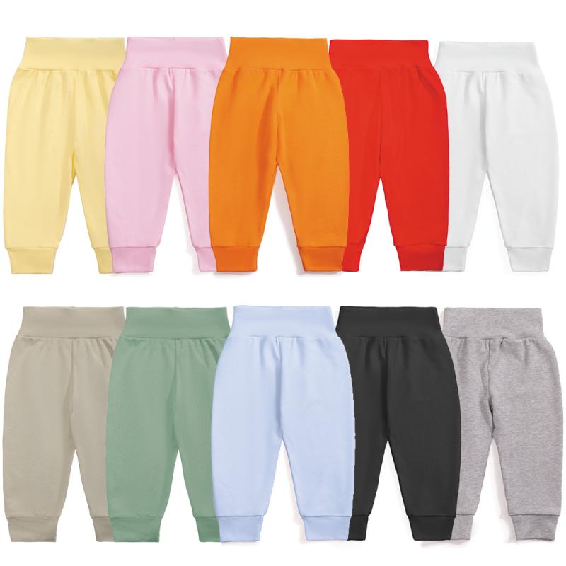 ベビー服 パンツ コットン 無地 長ズボン 男女兼用 赤ちゃん 幼児 新生児 裾ゴム ウエストゴム 普段使い かわいい 黒 グレー 白 青 ピンク オレンジ 赤 ベージュ グリーン 黄色(x100)
