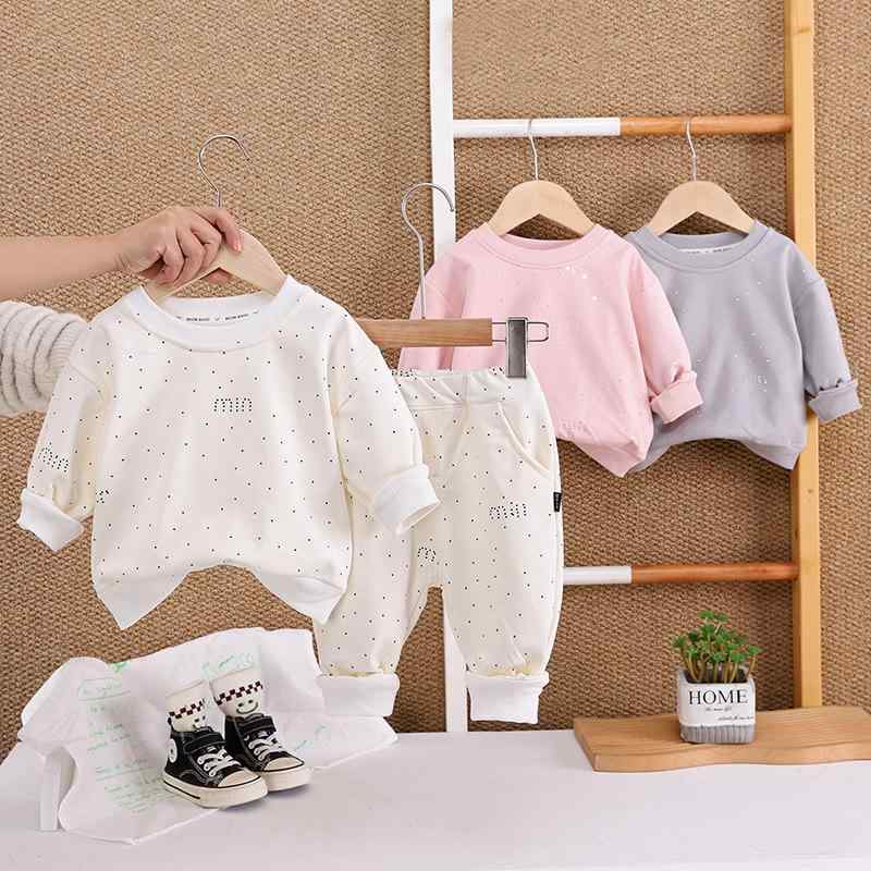 子供用セットアップ 長袖トップス 長ズボン 上下セット 幼児 ベビー 春秋 綿100 かわいい ピンク系 グレー ホワイト 80 90 100 110 120(x2)