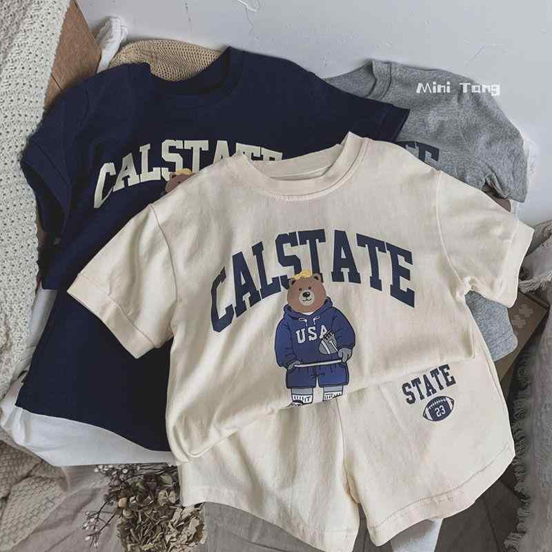 子供用セットアップ Tシャツ 短パン ベビー 上下セット 春夏 半袖 薄手 綿100％ 80 90 100 110 120 130 かわいい カジュアル 普段着 部屋着 グレー 紺 白
