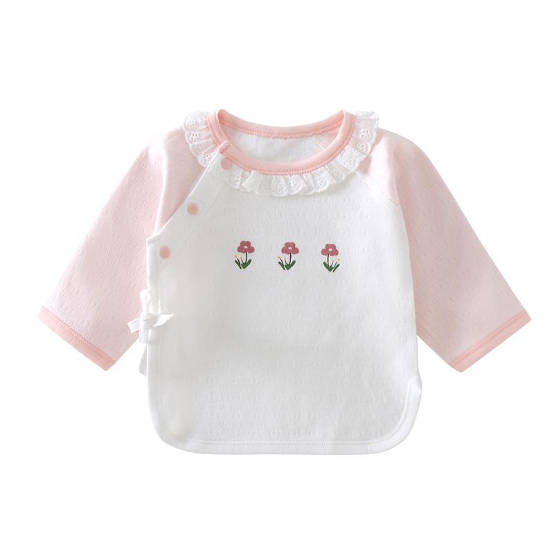 ベビー服 女の子 半袖トップス 新生児 コットン100％ 無地 かわいい ピンク系 パープル系 0～3ヶ月 春夏