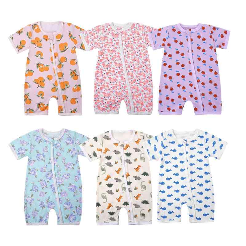 ベビー服 ロンパース カバーオール かわいい プリント柄 コットン 綿 半袖 春夏 カジュアル 男の子 女の子 0-2歳(x100)