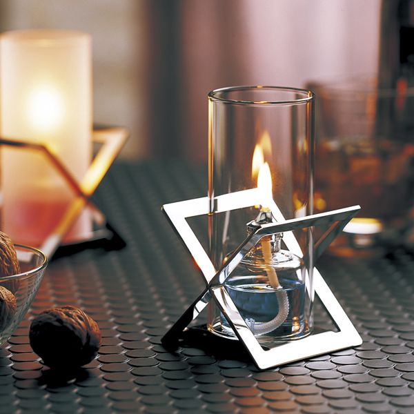 オイルランプ OL-80-155C Stainless クリア 間接照明 ロマンチック インテリア照明 癒し ラグジュアリーステンレスベースのガラス製オイルランプ