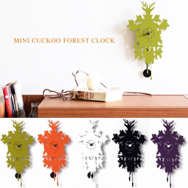 鳩時計 壁掛け 振り子時計 ハト時計 ミニクックーフォレスト クロック MINI CUCKOO FOREST CLOCK グリーン/ホワイト/オレンジ/ブラック/パープル おしゃれ 壁掛け時計 木製 振子 振り子 アナログ はと時計 ナチュラル デザイナーズ 北欧 モダン ギフト プレゼント鳩時計 壁掛け 振り子時計 ハト時計 CUCKOO FOREST クロック おしゃれ 壁掛け時計 木製 振子 振り子 アナログ はと時計 ナチュラル デザイナーズ 北欧 ギフト プレゼント