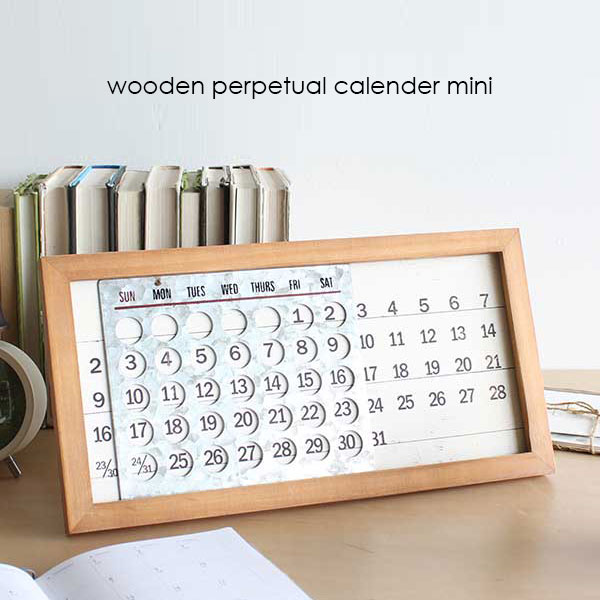 カレンダー 壁掛け おしゃれ シンプル 北欧 ナチュラル 万年カレンダー WOODEN PERPETUAL CALENDAR インテリア 壁掛 置き掛け 兼用 木 木枠 ウッド