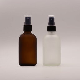 100ml 化粧瓶 スプレー付 フロスト加工<strong>ガラス</strong>ボトル （茶色）or（半透明） 正規品 ◆スプレーボトル/詰替え/アロマスプレー/容器/キャップ付き/霧吹き/噴霧器/遮光瓶/<strong>アトマイザー</strong>