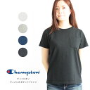 【最大20%OFFクーポン対象】【セール SALE 10%OFF】Champion(チャンピオン) Tシャツ ポケット付 ポケT 半袖 カットソー クルーネック レディース ロゴ刺繍 ロゴワッペン(cw-k321)
