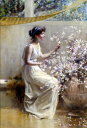 油絵 Francis Coates Jones_ 花と乙女
