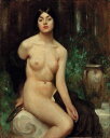 油絵 Arthur Hacker - 化粧する裸婦