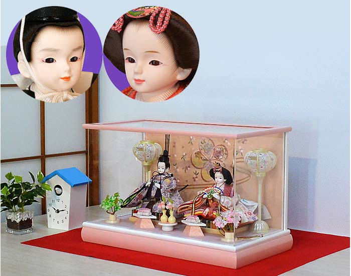 かわいい雛人形【プリンセス雛人形】 ホワイトピンク　かすみ桜雛　 ケースセット （3W-252A-1）