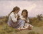 複製画 送料無料 プレミアム 学割 絵画 油彩画 油絵 複製画 模写ウィリアム・ブグロー「幼少時代の牧歌」 F12(60.6×50.0cm)サイズ プレゼント ギフト 贈り物 名画 オーダーメイド 額付き