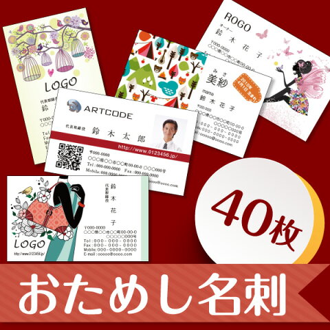 名刺 お試し 印刷　作成【片面】【40枚】全テンプレートデザイン対応 otameshi　DM便送料無料（宅配便は有料です）