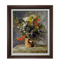 ルノワール Flowers in a Vase F12 【油絵 直筆仕上げ 複製画】【油彩 国内生産 アクリル付】絵画 販売 12号 静物画 ブラウン額縁 757×656mm 送料無料