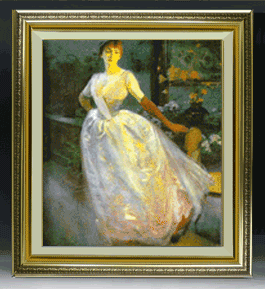 アルベール・ベナール ロジェ・ジュールダン夫人の肖像 F10　　【油絵 直筆 複製画】【布張りキャンバス・ガラス板額縁付】